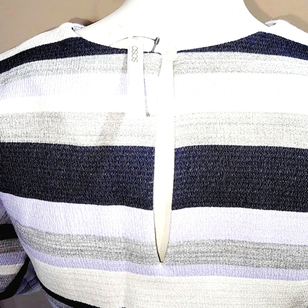 NWT ASOS Tie Front Shift Dress in Natural Fiber Stripe Size 12 - Picture 12 of 12